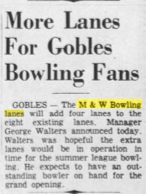 M&W Bowling Lanes - April 1961 Expansion